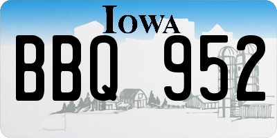 IA license plate BBQ952