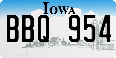 IA license plate BBQ954