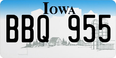 IA license plate BBQ955