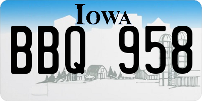 IA license plate BBQ958