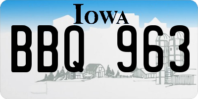 IA license plate BBQ963