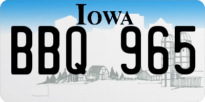 IA license plate BBQ965