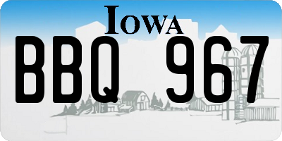 IA license plate BBQ967