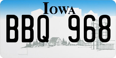 IA license plate BBQ968