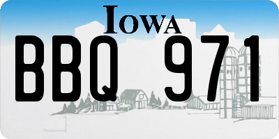 IA license plate BBQ971