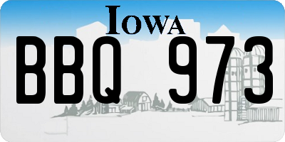 IA license plate BBQ973