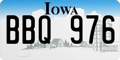 IA license plate BBQ976