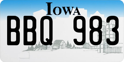 IA license plate BBQ983