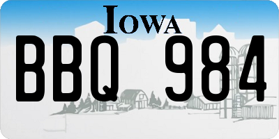 IA license plate BBQ984