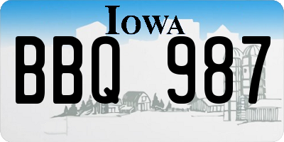 IA license plate BBQ987