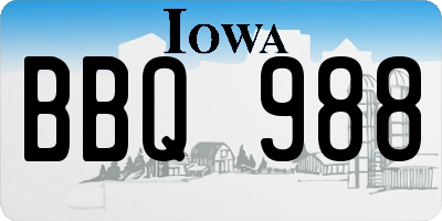 IA license plate BBQ988