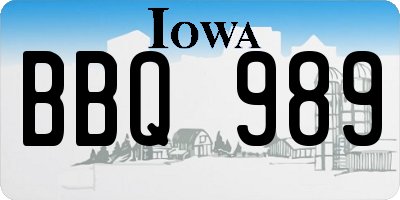 IA license plate BBQ989
