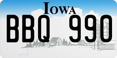 IA license plate BBQ990