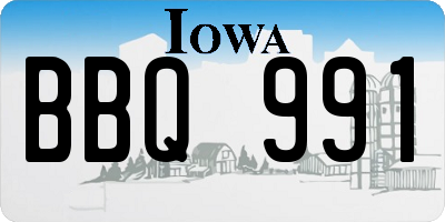 IA license plate BBQ991