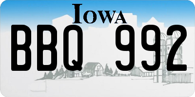 IA license plate BBQ992