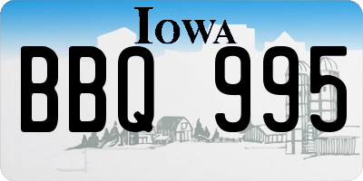 IA license plate BBQ995