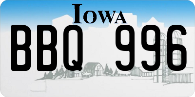IA license plate BBQ996
