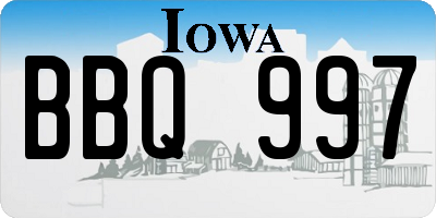 IA license plate BBQ997