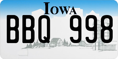 IA license plate BBQ998