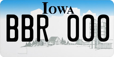 IA license plate BBR000