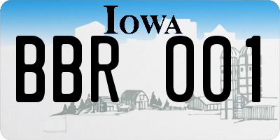 IA license plate BBR001