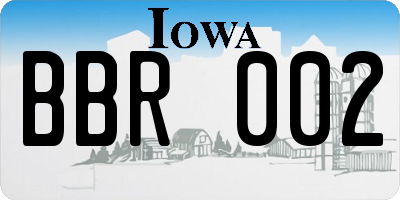 IA license plate BBR002