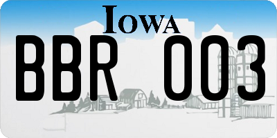 IA license plate BBR003