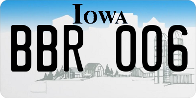 IA license plate BBR006