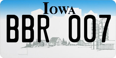IA license plate BBR007