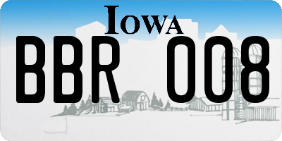 IA license plate BBR008