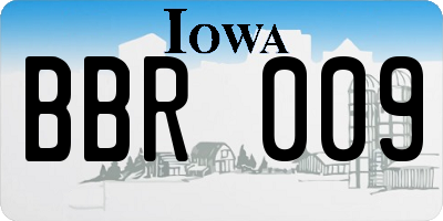 IA license plate BBR009