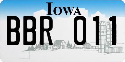 IA license plate BBR011
