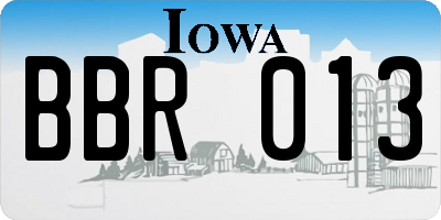 IA license plate BBR013