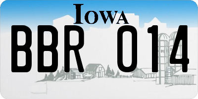 IA license plate BBR014
