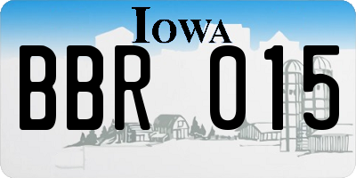 IA license plate BBR015