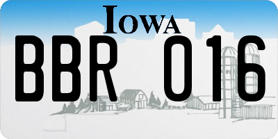 IA license plate BBR016