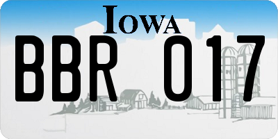 IA license plate BBR017