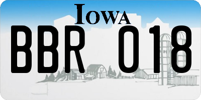 IA license plate BBR018