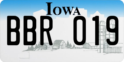 IA license plate BBR019