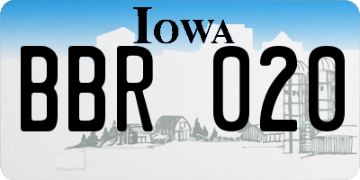 IA license plate BBR020