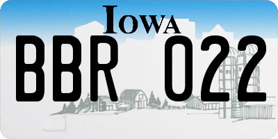 IA license plate BBR022