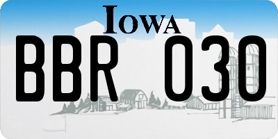 IA license plate BBR030