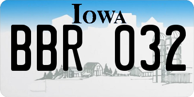 IA license plate BBR032