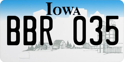 IA license plate BBR035