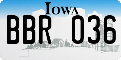 IA license plate BBR036