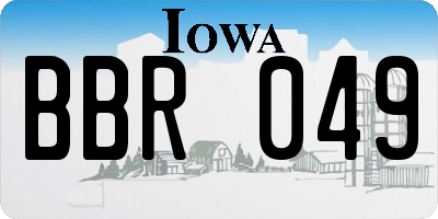 IA license plate BBR049