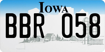 IA license plate BBR058