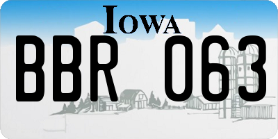 IA license plate BBR063