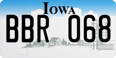 IA license plate BBR068