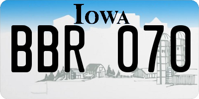 IA license plate BBR070